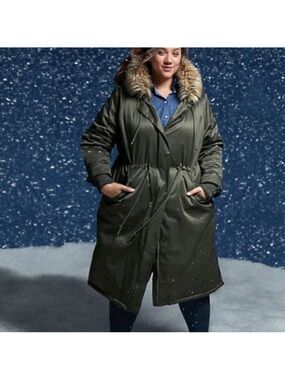 Torrid Olive Green Faux-Fur Hooded Utility Parka